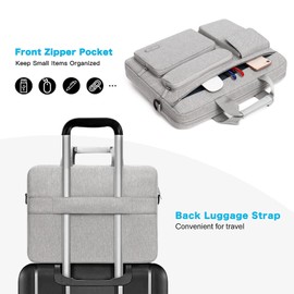 MOSISO Laptop Shoulder Bag Compatible with MacBook Air/Pro,13-13.3 inch Notebook,Compatible with MacBook Pro 14 inch M3 M2 M1 with 2 Raised&1 Flapover&1 Horizontal Pocket&Handle&Belt, Gray