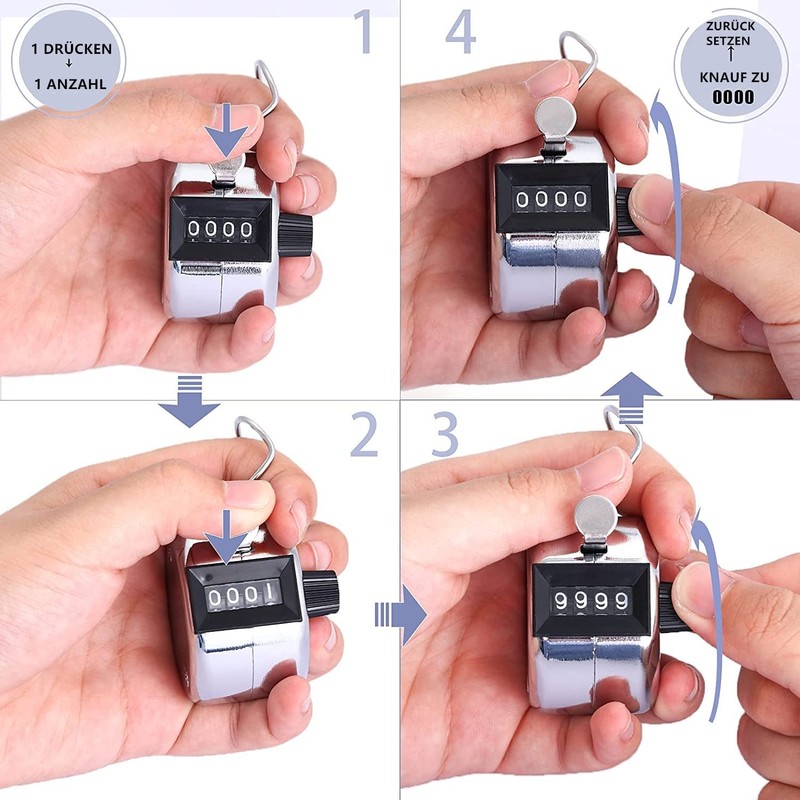 Voarge Hand Counter Clicker Pedometer, Hand Counter with 4-Digit Display
