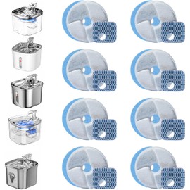 MXCOCO 8pcs Filtros Fuente de Agua de Gatos, Sistema Filtración de 4 Capas