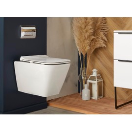 Excel Home Toilet Flush Button Replacement - Dual Button Toilet Flush Plates - Pneumatic Technology - Fingerprint Resistant Compatible with Air Houses - Rectangular Push Button Design (Chrome)