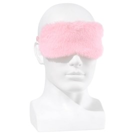 Plush Eye Mask Soft Sleeping Blindfold Furry Eye Cover Comfortable Satin Sleeping Mask Nap Night Eyeshade Cover for Women Men (Pink)