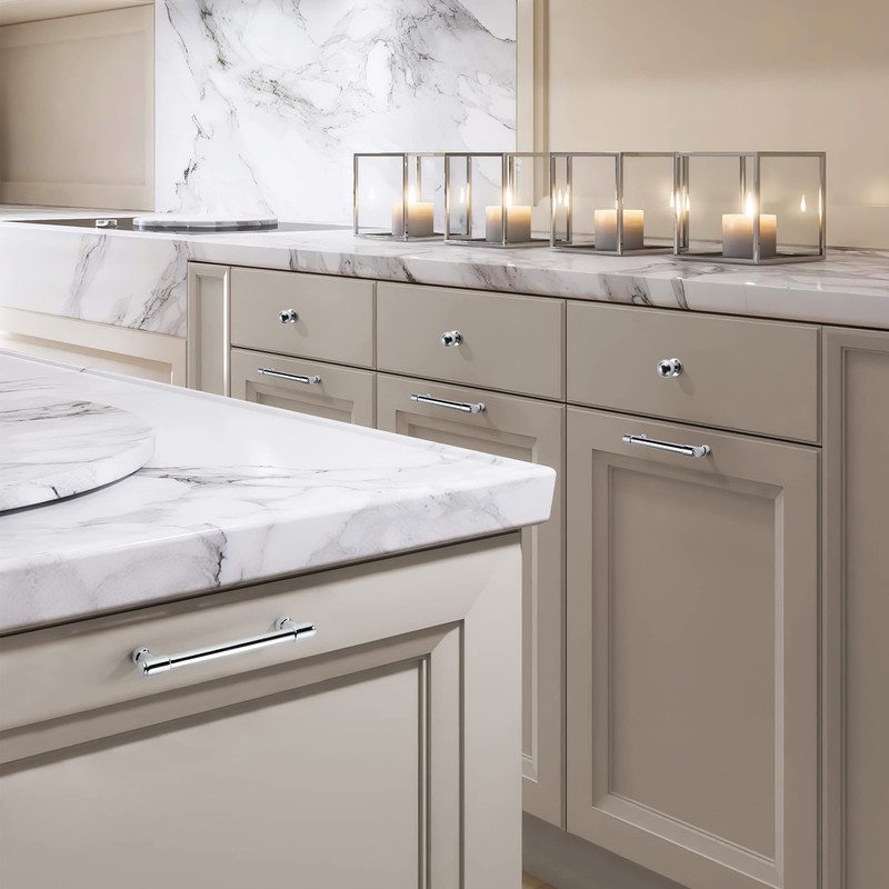 khtumeware 20 Pack Polished Chrome Cabinet Pulls 5 Inch(128MM) Hole