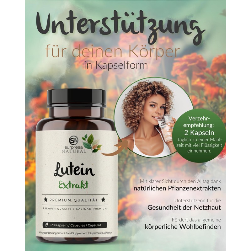 Lutein 50 mg 120 Capsules - 1000 mg Tagetes Extract