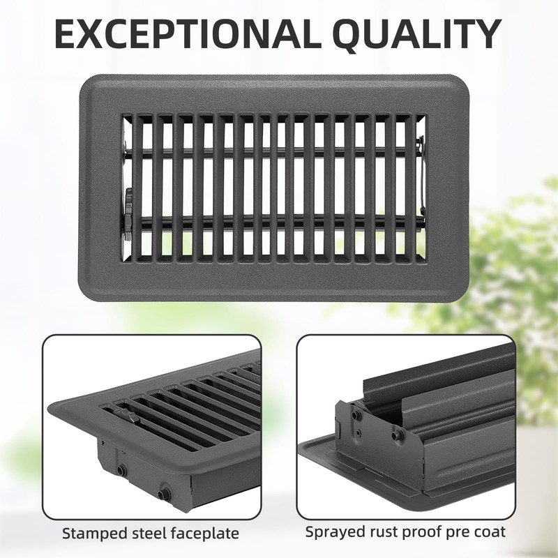 4x8 Floor Register, Floor Vent Covers 2 Pack, Steel Adjustable