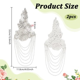 PH PandaHall 1 paio di toppe con perline di strass, colore bianco argento con perline di strass, da cucire, spalline, nappe, per abiti da sposa, palcoscenico, cucito, abbellimento