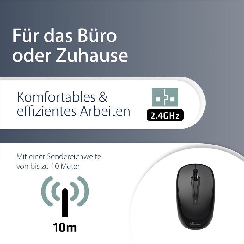 MediaRange optische 3-Tasten Funk-Maus, schwarz