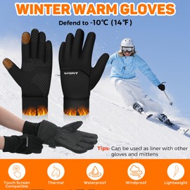 AURUZA Winter Gloves for Men Cold Weather, Windproof Cycling Gloves for Men Gloves with Touch Screen Fingers, Waterproof Thermal Gloves for Cycling Running Driving Medium