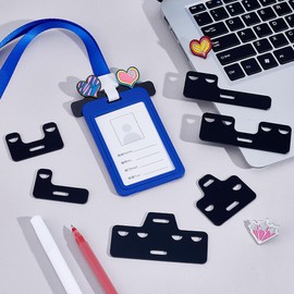 PH PandaHall Pack of 21 7 Styles Badge Buddy Topper Black Acrylic Card Holder Badge Holder Pin Holder for Nurse Doctor ID Card Name Cards