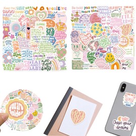 100 PCS Pink Motivational Stickers,Vinyl Waterproof Danish Pastel Sticker, for Laptop Bumper Water Bottles Computer Phone Hard Hat Car Stickers and Decals Inspirational Stickers，Women Kids Teen Girls.