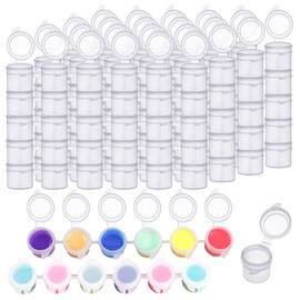 120 Paint Pots with Lids, YGAOHF 5ml /0.17 oz Large Empty Paint Pots with Lids, Easy Open Acrylic Paint Container Paint Strips for Classroom School Painting Art Supplies