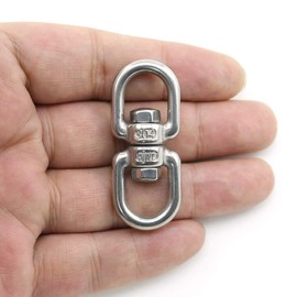 Lind Kitchen 2PCS M4 Double Ended Swivel Eye Hook 304 Stainless Steel Eye to Eye Swivel Shackle Ring Connector