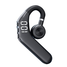 Single Earbud Bluetooth Earpiece Headset Ear Piece for Cell Phone Calls with Microphone, Open Ear Bone Conduction Earbuds Headphones Trucker Bluetooth Office Wireless One Ear Headset with Mic for Work