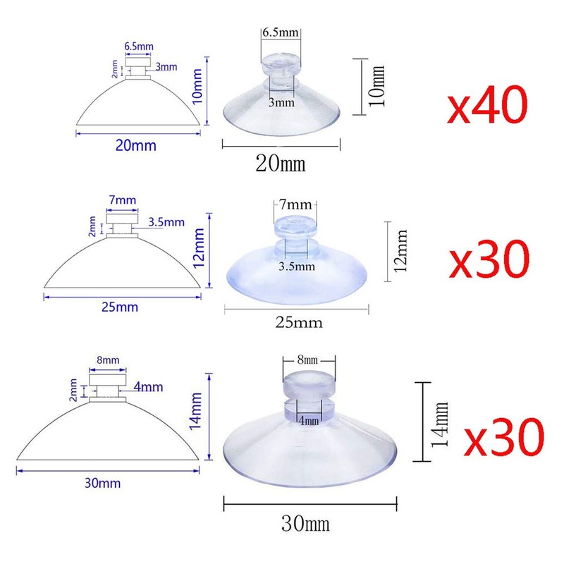 Hyamass 100pcs Mini Clear Plastic Suction Cups Without Hooks (Diameter
