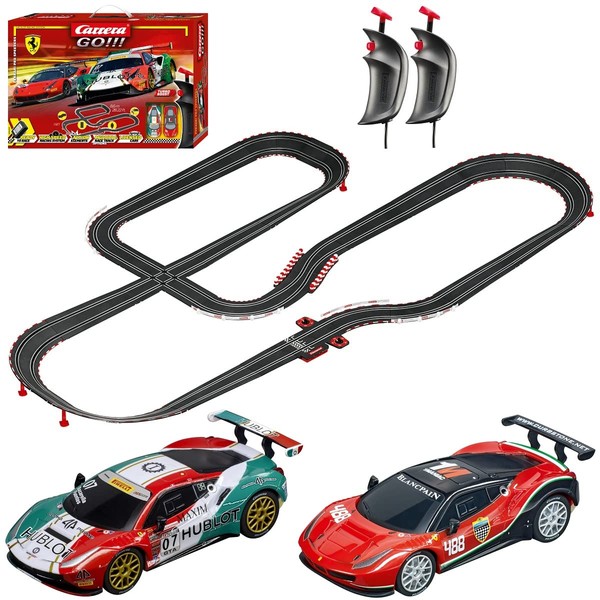 Carrera GO!!! Electric Powered Slot Car Racing Kids Toy Race Track Set 1:43 Scale, Ferrari Pro Speeders