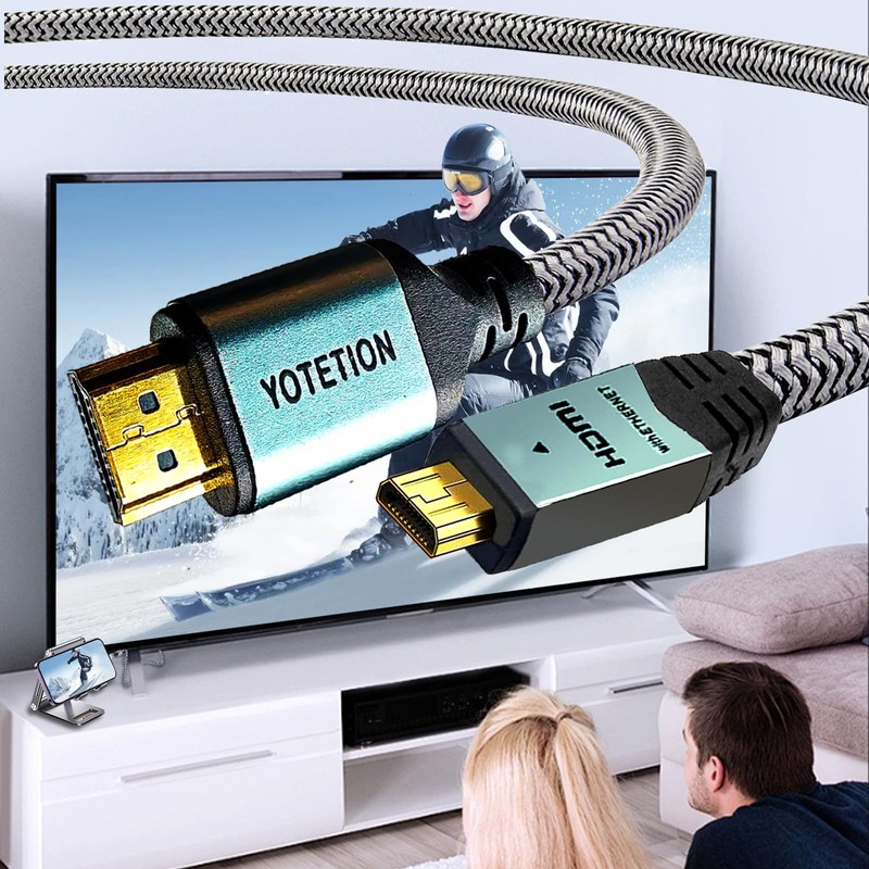 YOTETION 4K Micro HDMI to HDMI Male Cable 25FT, 4K@60Hz