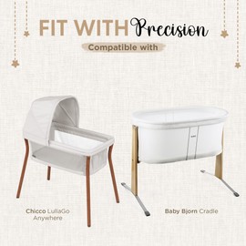 Bassinet Fitted Sheets - Compatible with Chicco LullaGo Anywhere, Baby Bjorn Cradle | 100% Organic Muslin Cotton - White + Grey | 29x14 (2 Pack)