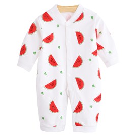 Vinesen Baby Boys Girls Printed Button Long Sleeve er Cotton Romper(Size 0M-12M) 3-6 Months Watermelon