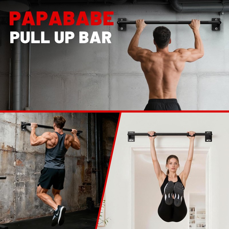 PAPABABE Wall Mounted Pull Up Bar, Chin Up Bar, Strength