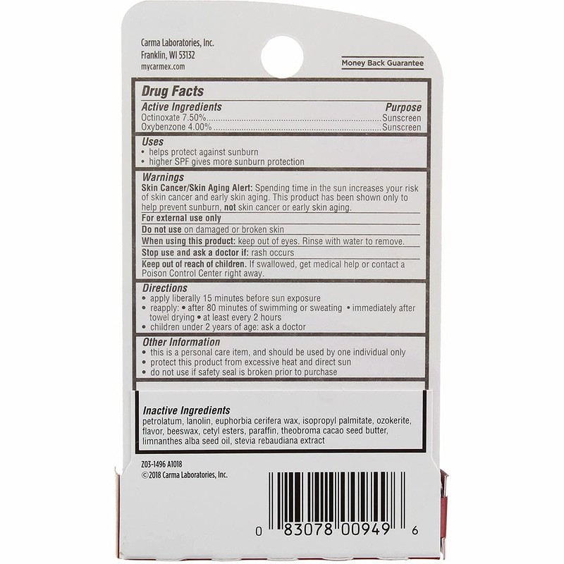 Carmex Lip Balm Stick Cherry Spf#15, 0.15 Oz