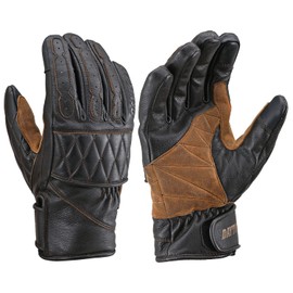 Daytona 22209 Motorcycle Gloves, Autumn and Winter, Genuine Leather (Goat Leather), Waterproof, Windproof, Smartphone Compatible, AW Cafe Racer Gloves, Brown, L Size