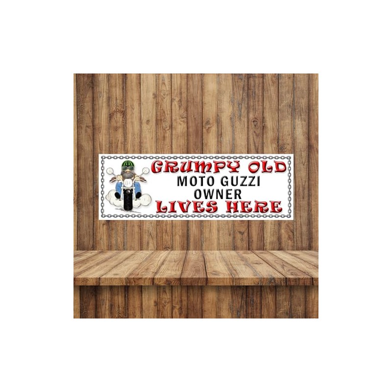 Shawprint Grumpy MOTO GUZZI Owner Lives Here metal sign/plaque funny