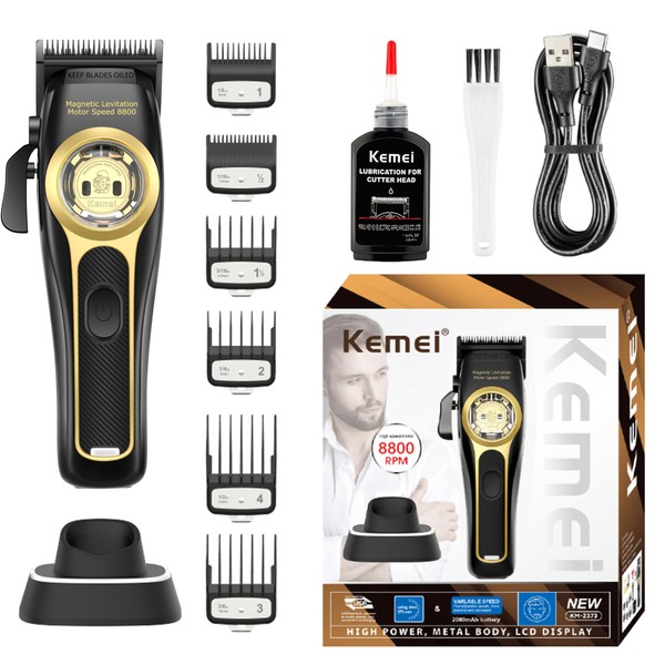 KEMEI Professional Hair Clippers for Men, Cordless Barber Clippers with