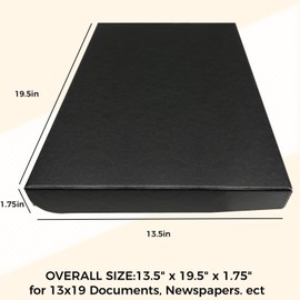 Golden State Art, Archival Folio Storage Box 13x19, Clamshell Design with Metal Edge, Preserve and Store Photos Documents Cards Prints Arts Crafts DIY, Black, Pack of 2