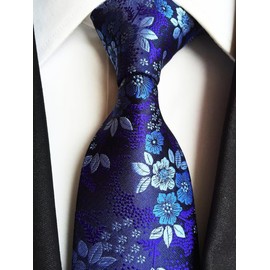Rosiika - Corbatas florales para hombre, estilo jacquard, de lujo, formales de boda, para padrinos de boda, Azul oscuro, Talla única