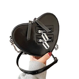 Ro Rox Solanine Small Shoulder Bag with Heart Faux Leather, black