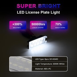 2pcs LED License Plate Light Lamp Assembly for Jeep Grand Cherokee 2014 2015 2016 2017 2018 2019 2020 Fiat 500 2013-2019 Super Bright 6000K Xenon White Rear Tag Number Plate Light Assembly