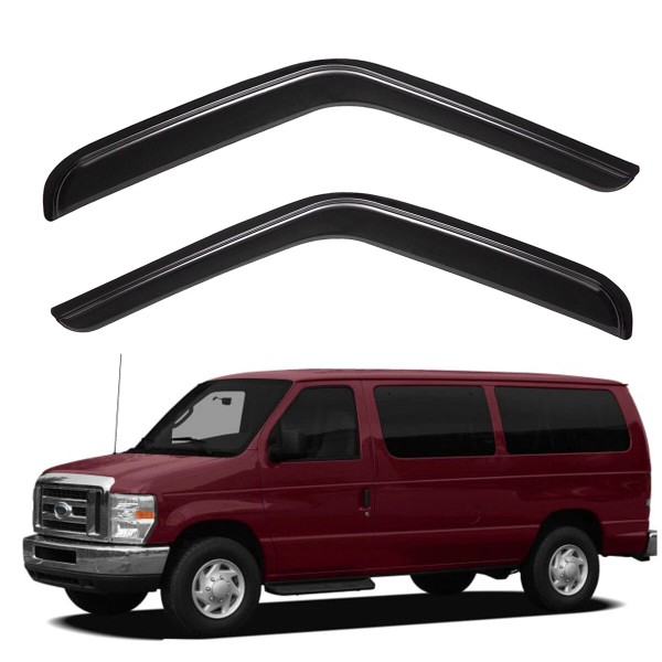 Lightronic Window Vent Visors Rain Guards for 2008-2014 Ford E-150/E-250/E-