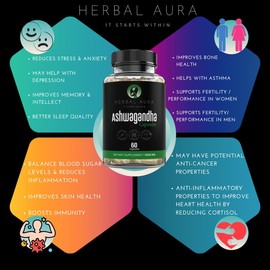 Ashwagandha Vegan Capsules Supplement – 60 Vegan Capsules – Stress Relief & Mood Support – NON GMO – Gelatin Free – Gluten Free – Adaptogenic Herb