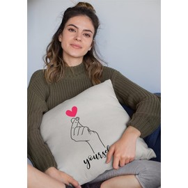 Make Your Mark Design Love Yourself Cute Kpop Themed White Pillow Cover or Korean Merchandise 20x20 in White Linen Throw Pillow Cover