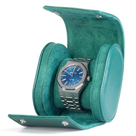 DOOMOOK Single Watch Travel Case, PU Leather Watch Holder with Pillow, Watch Box Single for Men and Women, Watch Protecter, Watch Roll for Storage and Display(Green)