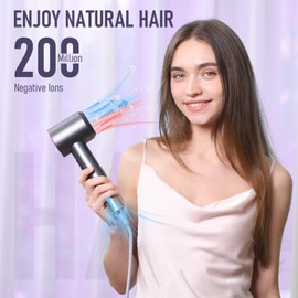 Hair Dryer, 1800W Fast Drying Blow Dryer with 160,000 RPM High-Speed Brushless Motor Low Noise Hairdryer with Magnetic Attachments for Home Salon Travel