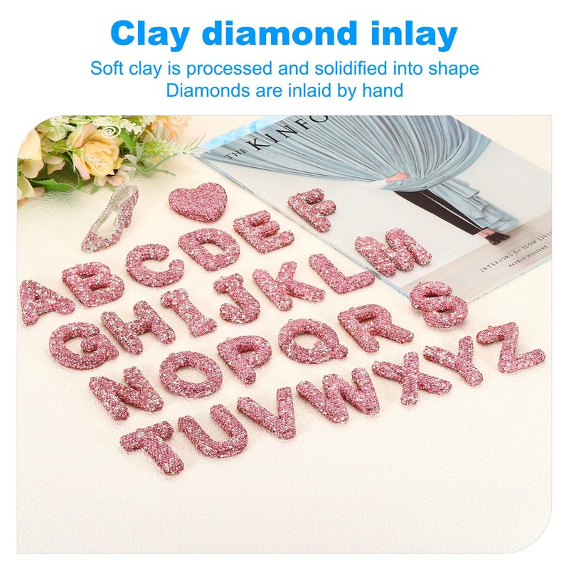 PATIKIL Bling Initial Letter Charm, Letter N Charm with Pink