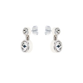 Karen Millen Crystal Dot Drop Earrings For Women (Silver/Clear Crystal)