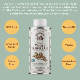 La Tourangelle, White Truffle Oil, Complex Gourmet Earthy Flavor for Drizzling over Pasta, Popcorn, Vegetables, Potatoes, Soup and More, 8.45 Fl Oz
