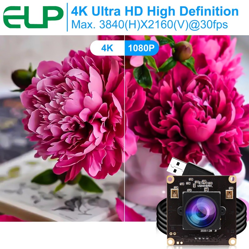 4K USB Camera ELP Camera Module with Mic for Computer