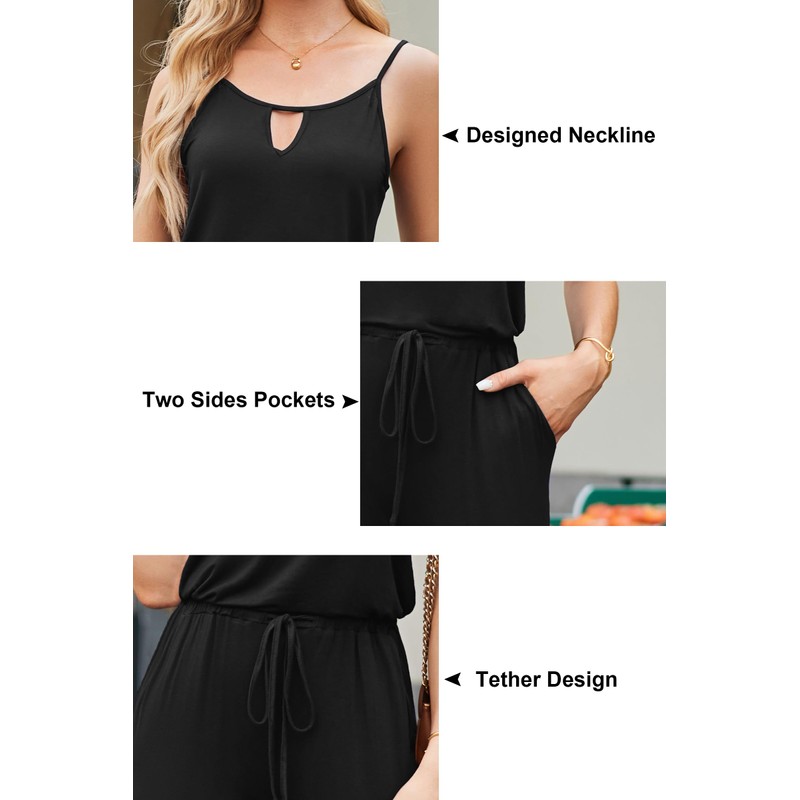 OUGES Women's Summer Jumpsuit Sleeveless Jumpsuit Long Trouser Suit Playsuit