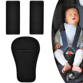 AOMIG 3Pcs Baby Pads Shoulder Strap and Crotch Cover Set, Soft Car Seat Belt Cover Pad for All Car Seats, Car Seatbelt Cushion, Car Harness Pad, Universal Fits Pushchair, Stroller, Car seat