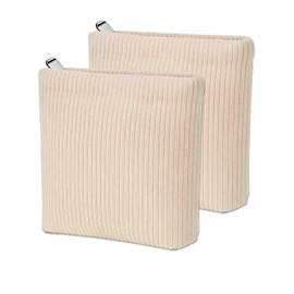 2PCS Mini Makeup Bag, Small Makeup Pouch for Handbag, Travel Makeup Bag, Corduroy Cosmetic Bag, Milky White Mini Pouch for Women and Girls, Toiletry Bag for Travel and Business Trip