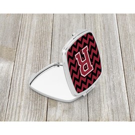 Caroline's Treasures Letter R Chevron Garnet and Black Compact Travel Mirrors, Multicolor
