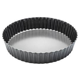 Sartén de quiche de plato profundo, sartén profunda de 11 x 2 pulgadas de alto, con parte inferior extraíble, molde de tarta acanalada grande antiadherente, base suelta redonda para pizza para hornear pastel de Pascua