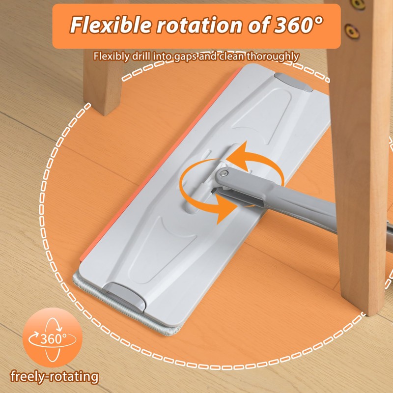 Mop and Bucket Set with 360-Degree Rotatable Flat Mops Head,