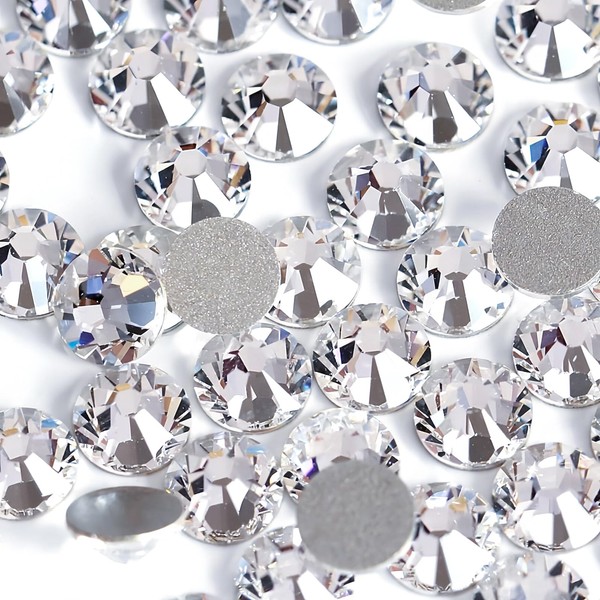 1440 Pcs Rhinestones for Crafting - Clear Flat Back Rhinestones, Rhinestones for Nails, Silver Rhinestones for Clothes, Shoes, Crafts, Makeup and DIY Decorations (SS10 2.8mm)