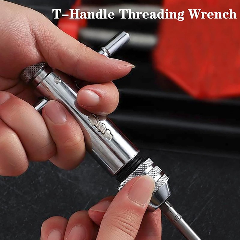 Wilsonzin T Handle Tap Wrench Ratchet, Adjustable Hand Tap Set,