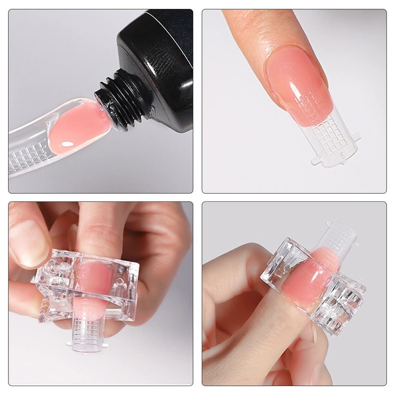 Pack of 10 polygel nail clips, nail tool clip, transparent