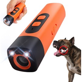 Ruhemeister Hund, 2025 Neu Ultraschall Hundevertreiber mit LED-Taschenlampe, Hand Held Anti Dog Bark Device Das mit Einem Einzigen Tastendruck die Aufmerksamkeit Ihres Hundes Erregt für Drinnen und Dr