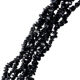 LAIDANLA Black Obsidian 400pcs Natural Chip Stone Beads 5-8mm Healing Crystal Irregular Gemstones Drilled DIY Loose Rocks Bead Crystal for Bracelet Earrings Necklace Jewelry Making Crafting